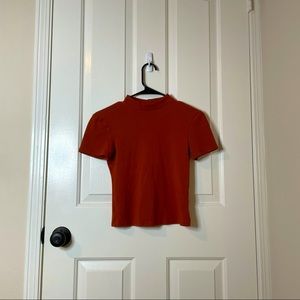 Burnt Orange Mock Neck Tee